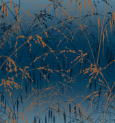 Meadow Grass Wallpaper Sample - French Navy & Copper (120380)