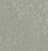 Gypsophila Wallpaper Sample - Spring Green & Silver (120388)