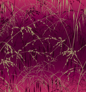 Meadow Grass Wallpaper Sample - Damson & Soft Gold (120396)