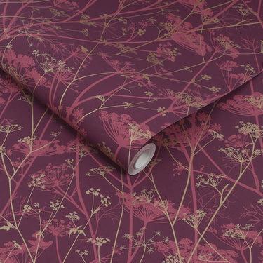 Wild Chervil Wallpaper - Damson & Gold (120397)