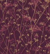 Wild Chervil Wallpaper Sample - Damson & Gold (120397)