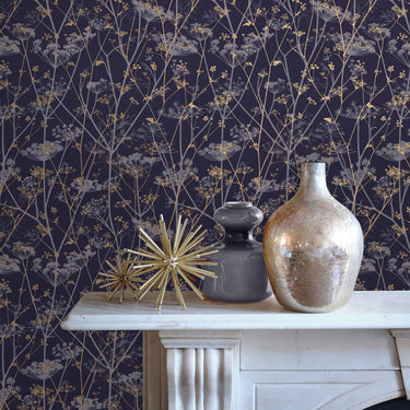 Wild Chervil Wallpaper - Blackberry & Gold (120399)