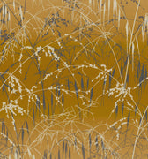 Meadow Grass Wallpaper Sample - Yellow Ochre & Soft Gold (120405)