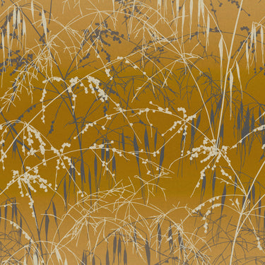 Meadow Grass Wallpaper Sample - Yellow Ochre & Soft Gold (120405)