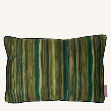 Artist's Stripe Velvet Cushion - Olive