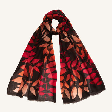 Ash leaf cashmere ring scarf - Chilli