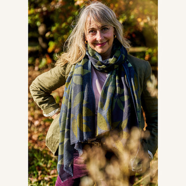 Ash leaf cashmere ring scarf - Olive