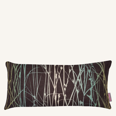 Grasses Linen Cushion – Peat / Duck egg / Olive