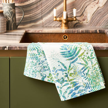 Cascading Kaleidoscope Tea Towel - Teal