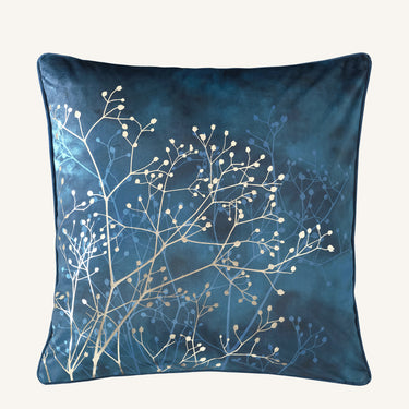 Gypsophila Velvet Cushion – French Navy