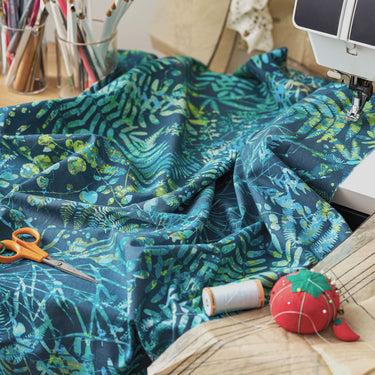 Cloud Forest Cotton Poplin Fabric - Teal