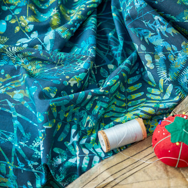 Cloud Forest Cotton Poplin Fabric - Teal