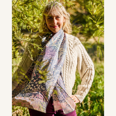 Cloud Forest Silk Scarf - Silver