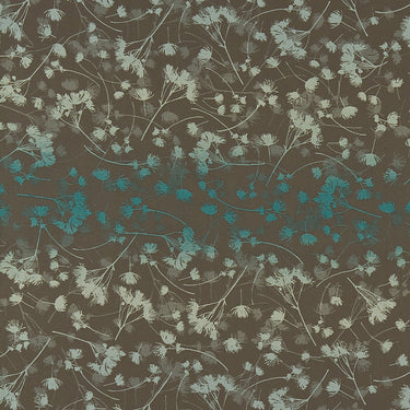 Rue Flower Cotton Fabric - Peat / Aqua / Teal (130260)