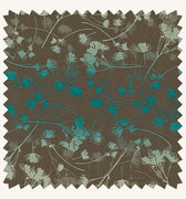 Rue Flower Cotton Fabric Sample - Peat / Aqua / Teal (130260)