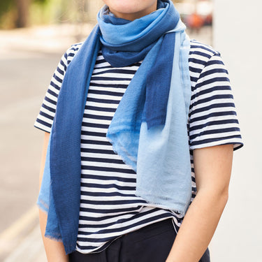 Ombre Cashmere Scarf - Cobalt