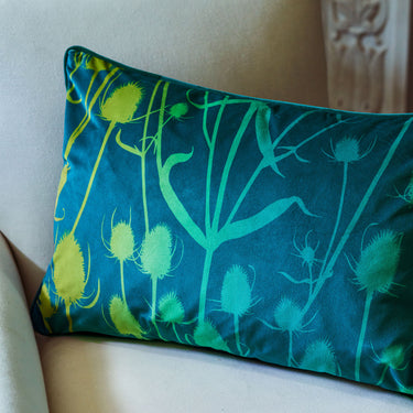 Teasel Velvet Cushion - Peacock