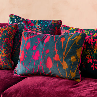 Teasel Velvet Cushion - Sunset