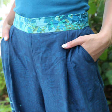 Wide-Leg Trousers - Cascading Kaleidoscope Neptune