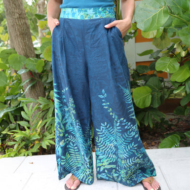 Wide-Leg Trousers - Cascading Kaleidoscope Neptune