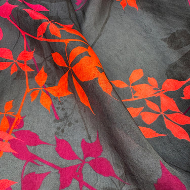 Virginia Creeper silk scarf - Fuchsia