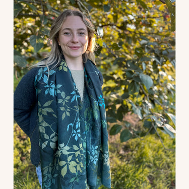 Virginia Creeper Silk Scarf - Moss