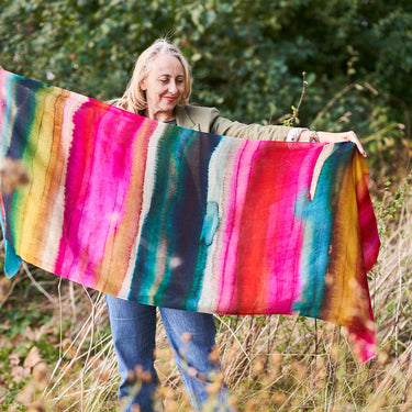 Watercolour Stripe Cashmere Scarf - Rainbow