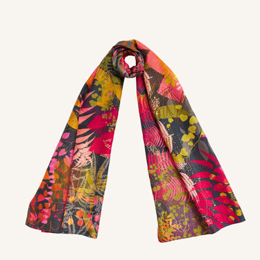Woodland Disco Silk Scarf  - Fuchsia