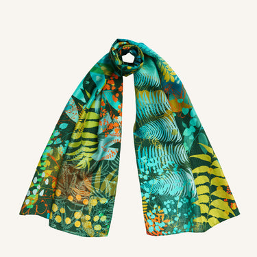 Woodland Disco Silk Scarf - Moss