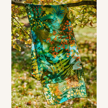 Woodland Disco Silk Scarf - Moss