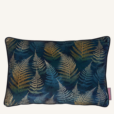 Woodland Fern Velvet Cushion - Ink Blue