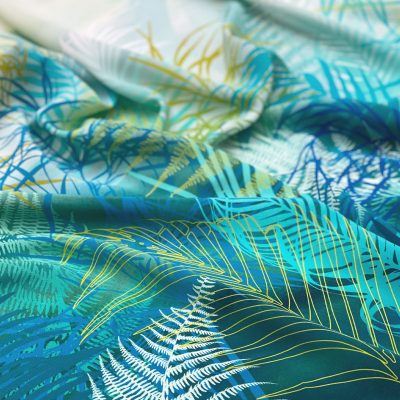 Cloud Forest 90cm square silk scarf - peacock