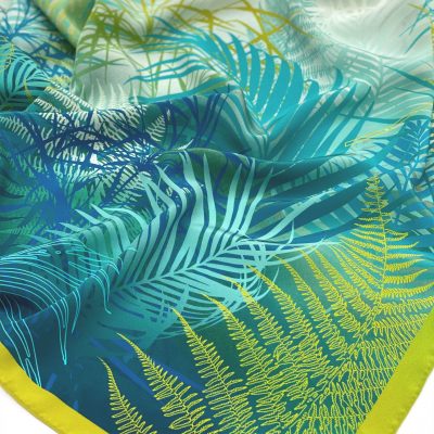 Cloud Forest 90cm square silk scarf - peacock