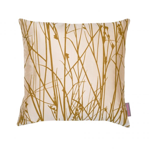 Grasses silk cushion - putty / hopsack