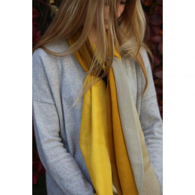 OMBRE-CASHMEREING SCARF - MUSTARD