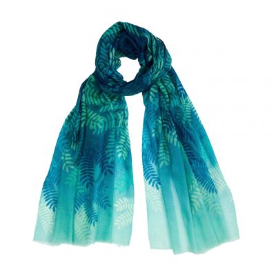 Acacia tree cashmere ring scarf - aqua / navy