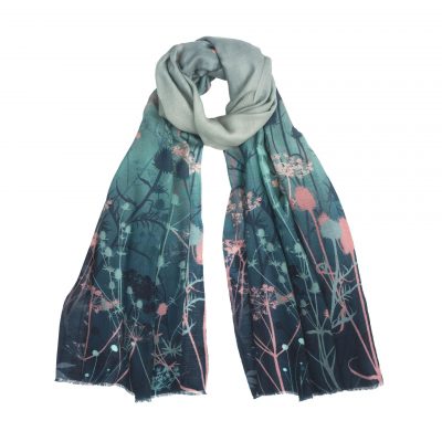 Tania's garden cashmere ring scarf - blue/shell