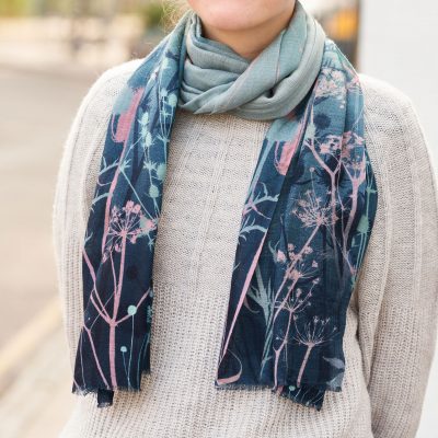 Tania's garden cashmere ring scarf - blue/shell