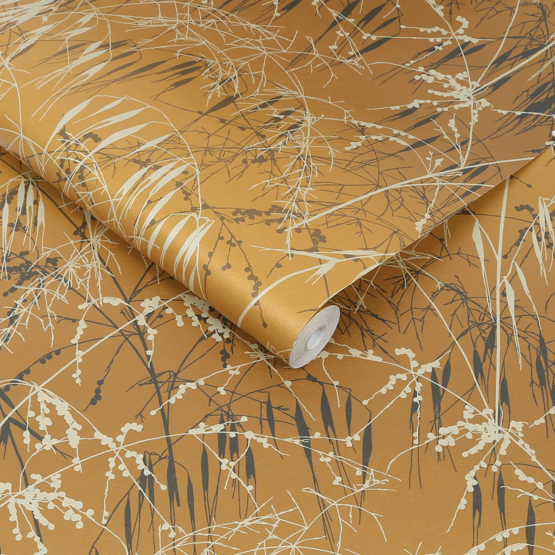 Meadow Grass Wallpaper - Yellow Ochre & Soft Gold (120405) - Clarissa ...